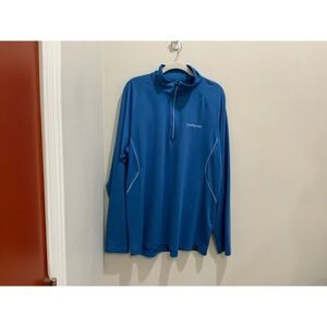 Taylor Morrison Mens Blue Quarter Zip Long Sleeve Performance Pullover Top